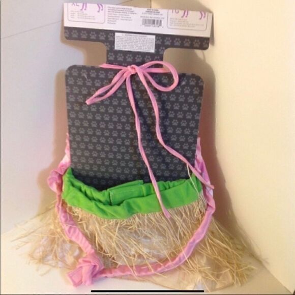 Hula Girl 2 Piece Bikini & Grass Skirt Pet Costume XL NWT - Picture 3 of 6